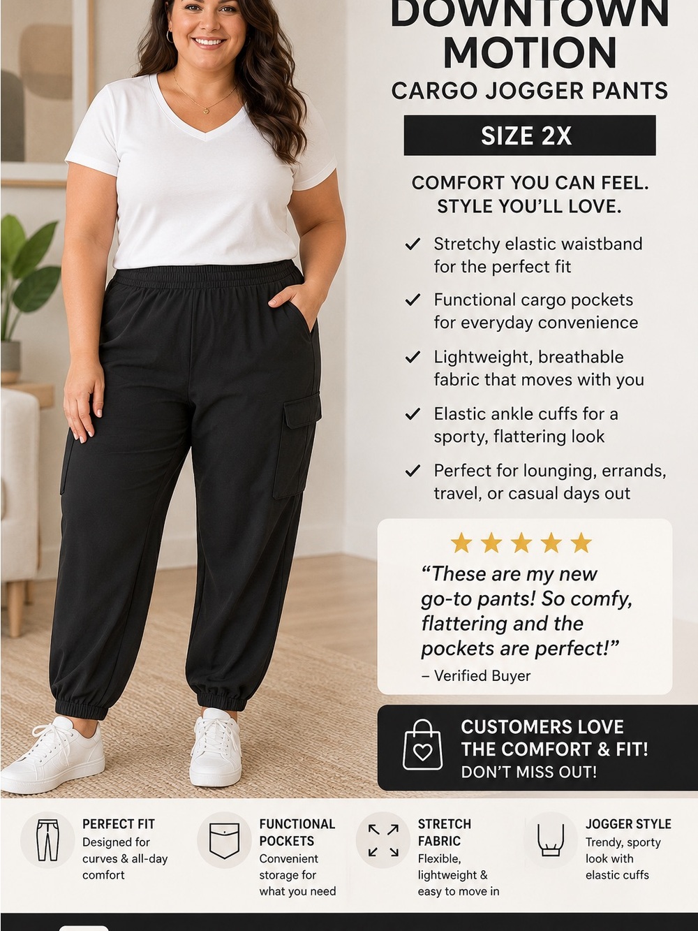 Cargo Jogger Pants - Black